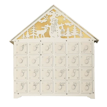 

Christmas Wooden Ornament with LED Light Countdown Advent Calendar Christmas Ornament Gift Festival Party Home Decoration