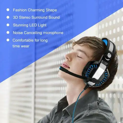 Studyset игровая гарнитура G2000+ MIC светодиодный стерео наушники для ПК ноутбука(с адаптером