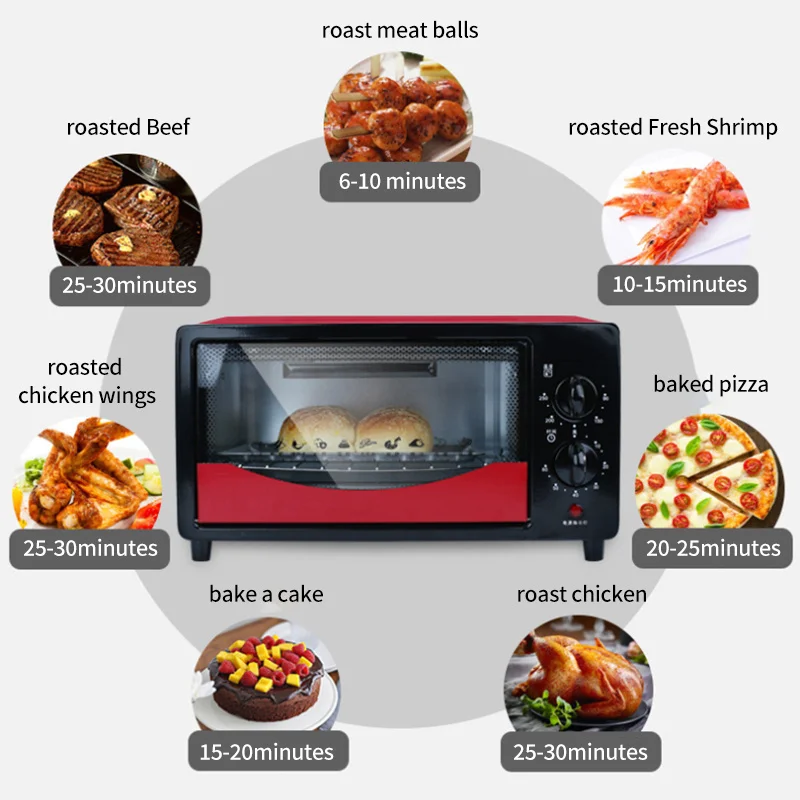 Electric Oven Timing 12L Multi-function Stainless Steel ter Cake Bread Baking Machine for Home 800W 220V KX10