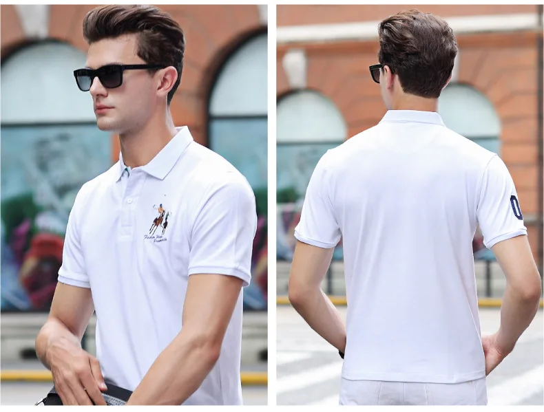 Place Of Origin Supply Of Goods Summer Men'S Wear New Style Teenager Fold-down Collar Solid Color Cotton Piquet Polo Shirt Large