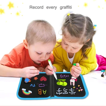 

Drawing Pad Innovative Portable Erasable Blackboard Reusable PP 14-page Writing Board with 12 Colored Pens for Kids Gift