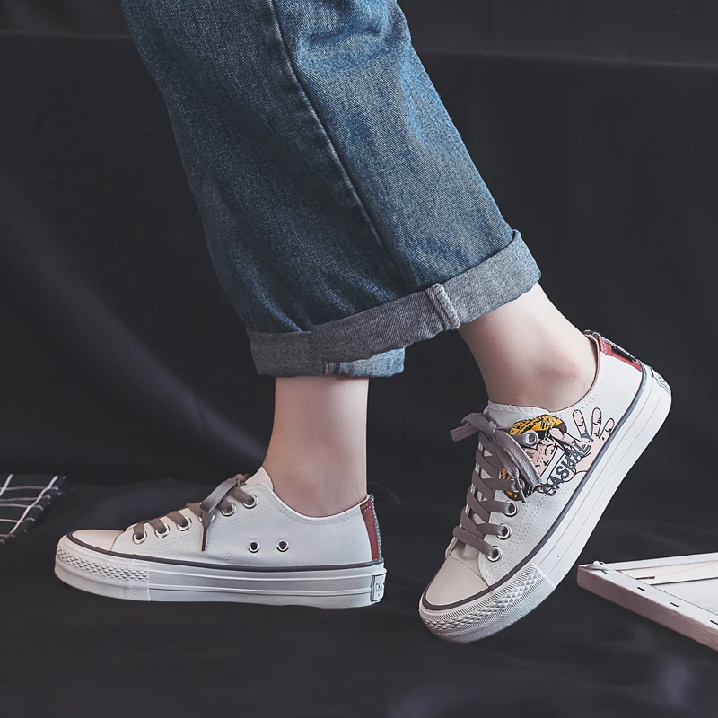 Новые граффити один Piecc кроссовки Для женщин 1970s с волнообразным краем; Zapatos De Mujers со смайликами, белый черного, желтого цвета обувь для скейтборда, кроссовки