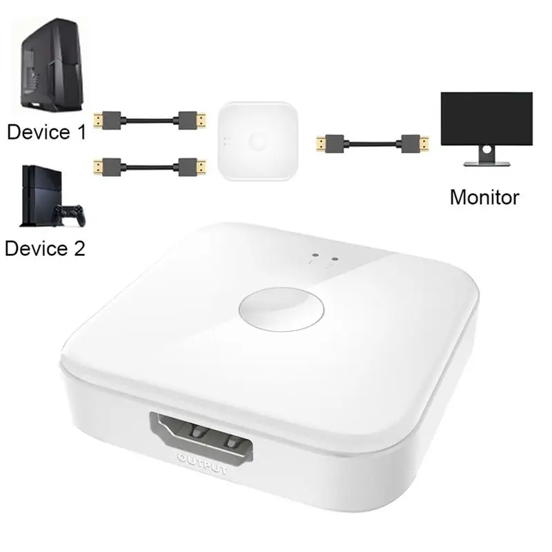 1PC HDMI Switch 2 in 1 out and Selector 4K HD Two-way Switcher Special Distributor for Home Office (White) | Электроника