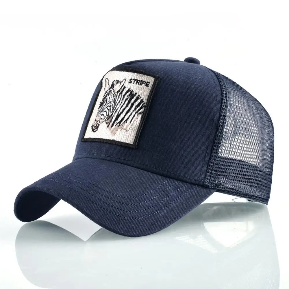 Новая бейсбольная кепка s петух вышивка бейсболка хип-хоп кепки мужские дышащая сетка козырек мода уличная петух Дальнобойщик Кепка Женская - Цвет: Blue Zebra