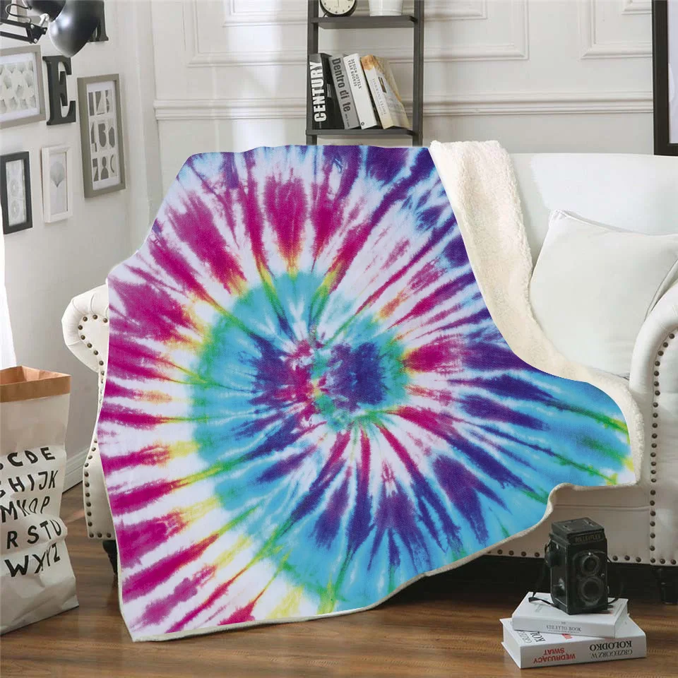 Красочное Psychedelic tie dye одеяло 3D Полное печатное носимое для взрослых/детей