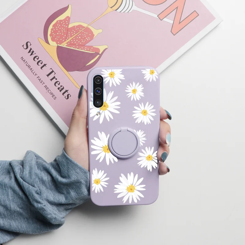 kawaii phone case samsung For Samsung Galaxy A50 A50S A30S Case Flower Magnetic Ring Holder Cover For Samsung A50 GalaxyA50 GalaxyA30S Back Cover Bumper silicone case for samsung Cases For Samsung