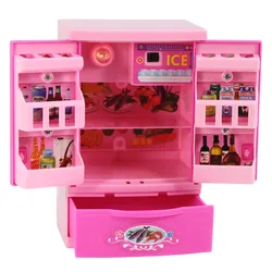 Kids' Pretend Play Kitchen Set with Coffee Maker, Toaster, Blender, and Vacuum Cleaner (Refrigerator Pink)