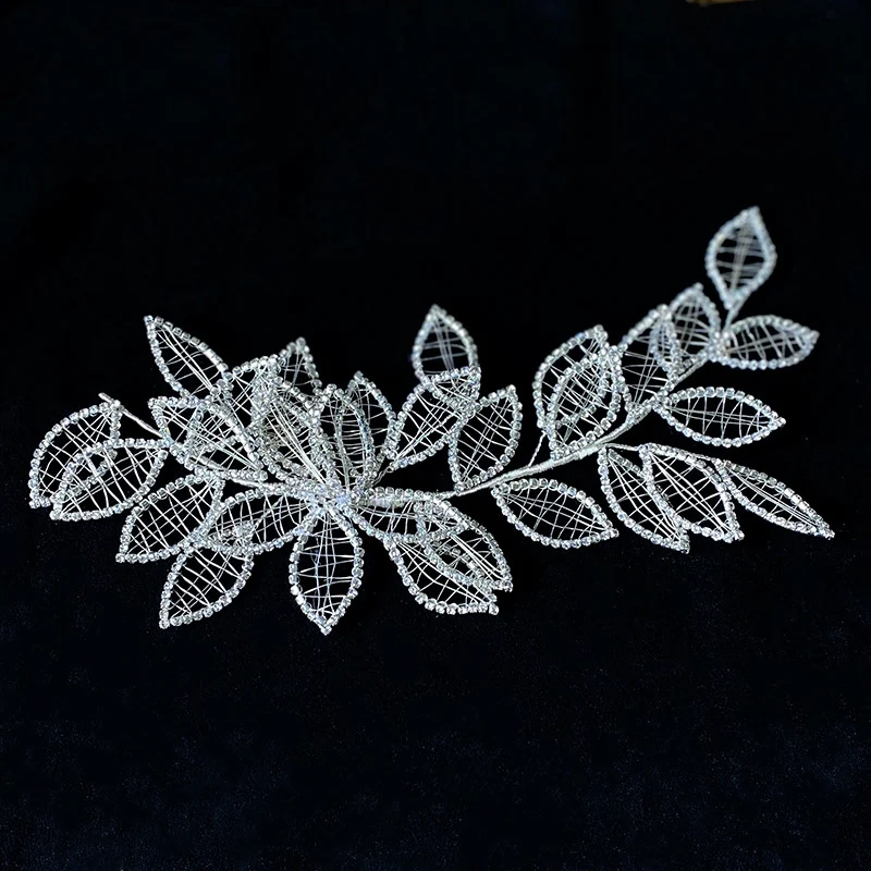 White Leaves Hollow Headband Fairy Rhinestones hair jewelry Bridal Wedding bride Hair Accessories
