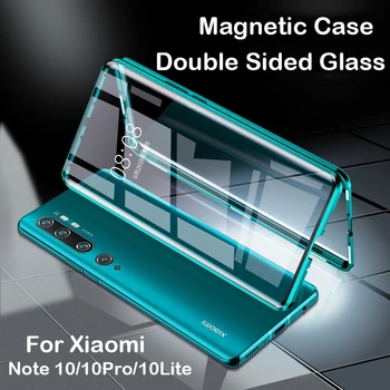 

Magnetic Case For Xiaomi Note 10 Pro 10 lite Coque CC9 Pro Double Sided Tempered Glass Cover Aluminum Bumper Redmi 9 Phone Case