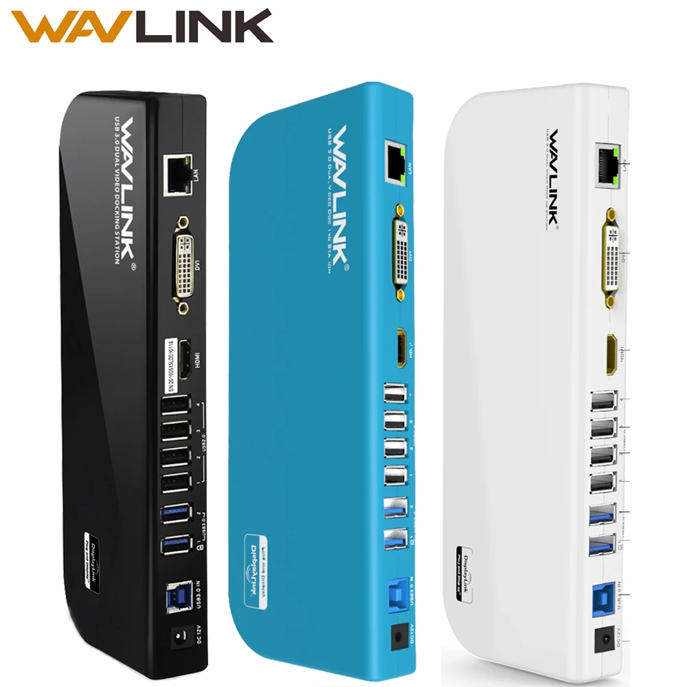 USB 3.0 UNIVERSAL DOCKING STATION DUAL VIDEO MONITOR DISPLAY HDMI & DVI/VGA GIGABIT ETHERNET AUDIO