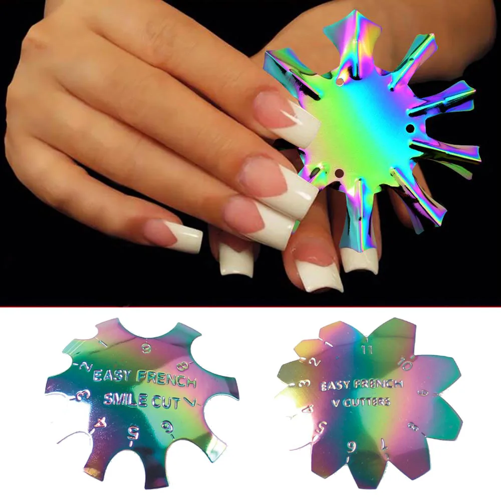 

1pc Easy French Line Edge Nail Tool Smile V Cutter Nail Stencil Edge Trimmer Multi-size Nail Manicure Nail Art Styling Tool Tr52