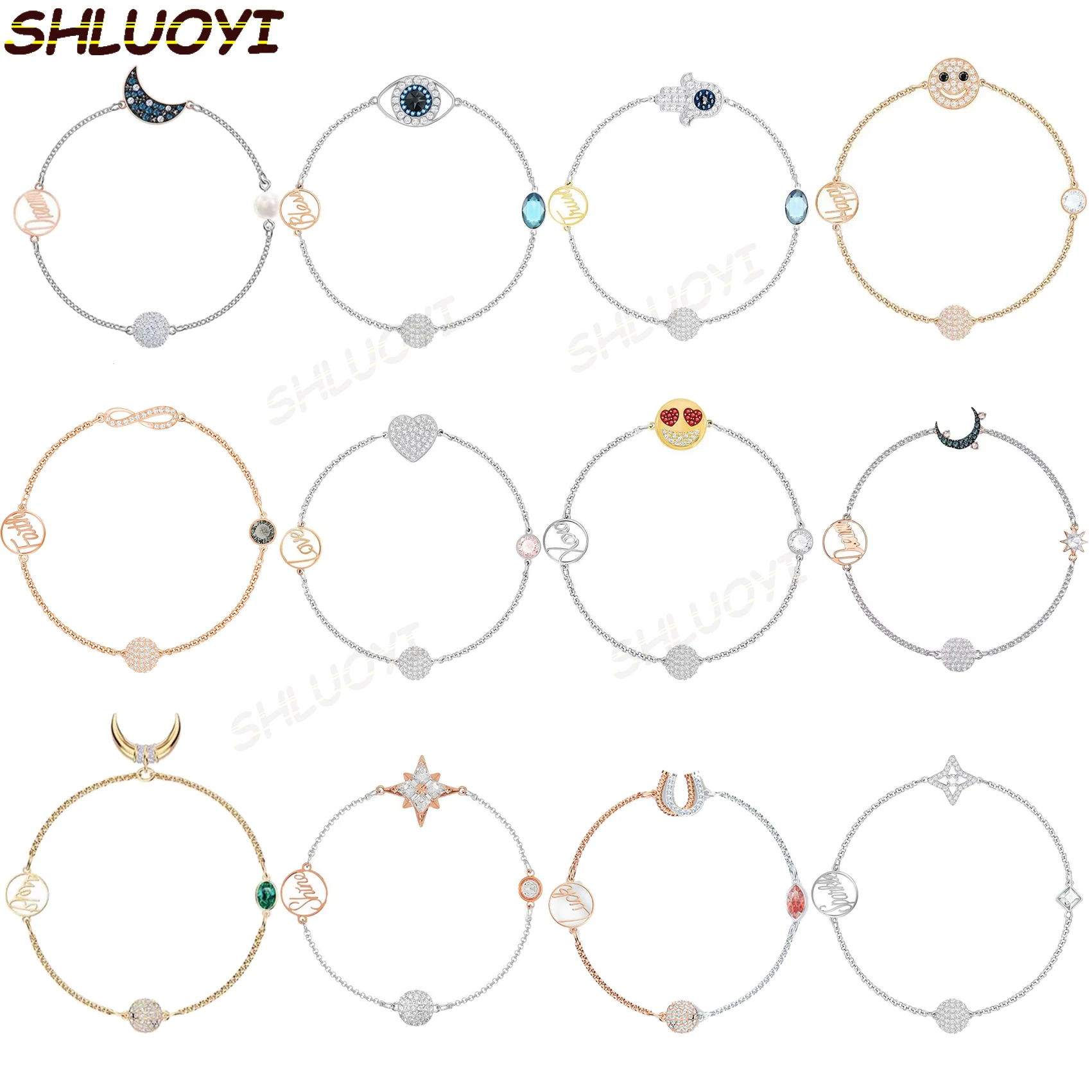 

Swarovskis original 1:1 exquisite jewelry Star Moon devil palm women's magnetic clasp Bracelet Charm series