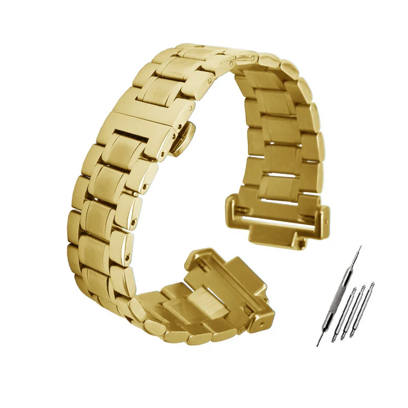 MJ gold band Твердый ремешок для часов из нержавеющей стали и чехол для GA-110GB GA110/100 GLS-100 ремешок для часов из цельного металла модифицированный браслет чехол для часов - Цвет ремешка: MJ gold band