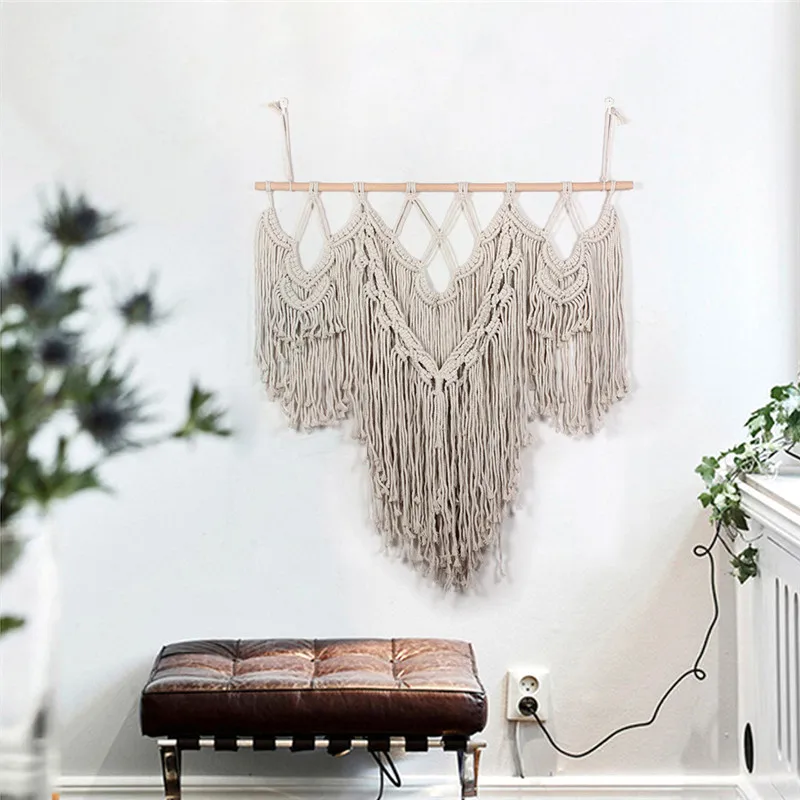 

Macrame Woven Wall Hanging Boho Chic Bohemian Home Geometric Art Decor Beautiful Apartment Dorm Room Decoration
