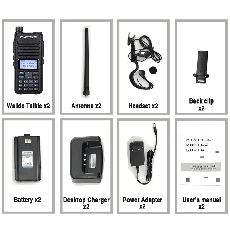 2 шт. Baofeng DM-1801 Ham Радио портативная рация 50 км Vhf Uhf Dual Time slot DMR радио цифровой аналоговый DM 1801 Taki Walki трансивер - Цвет: 2 pieces