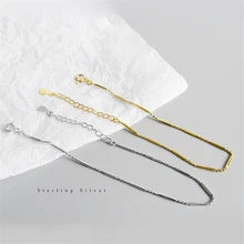 Простой классический золотой$ Серебряный Настоящее серебро 925 проба бусины "Бамбук" звено цепи браслеты для женщин Мода Женский Регулируемый Женский браслет аксессуары