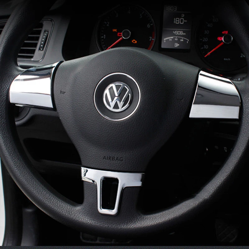 3 штуки, украшение на руль, блестящий чехол, наклейка для Volkswagen VW Golf 6 MK6 Polo Jetta MK5 2009 2010 2011 Polo