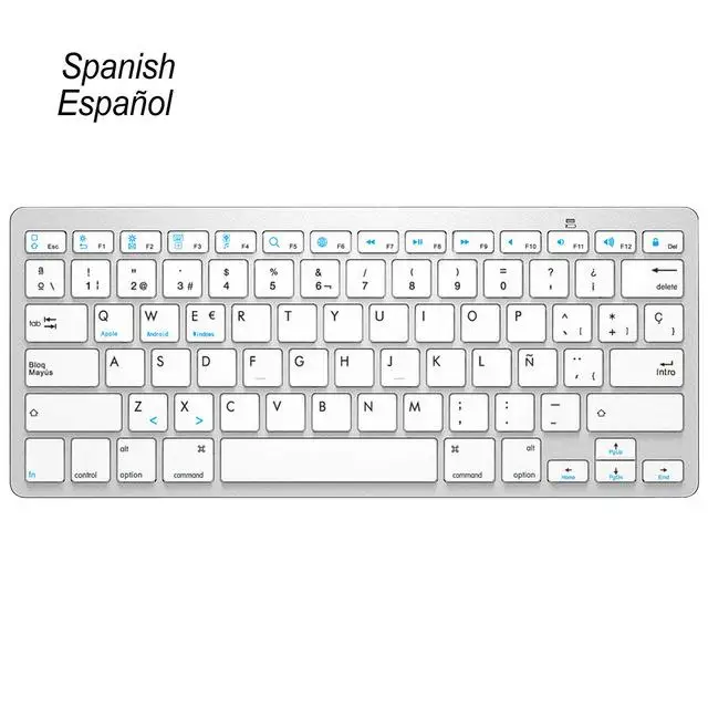 US-Spanish Клавиатура Русский Испанский Французский Немецкий Бразильско-португальский ультра тонкий Универсальный беспроводной Bluetooth клавиатура для iOS Android Win - Цвет: US-Spanish