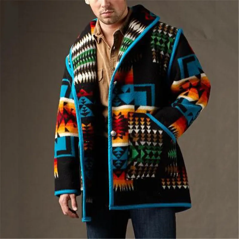 

Hot Sale Printed Fashion Men Coat Woolen INS Style Casual Men Jacket High Quality Autumn Winter In Stock