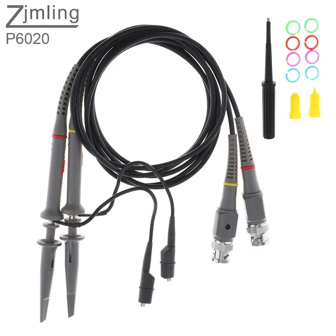 2pcs P6020 Oscilloscope Probe Kit 20MHz/200-600V Scope Clip Test Probe Cable 1X/10X Switchable for Electronic Measure Instrument oscilloscope utd2102cex digital storage oscilloscope 100m dual channel utd2052cl oscilloscope