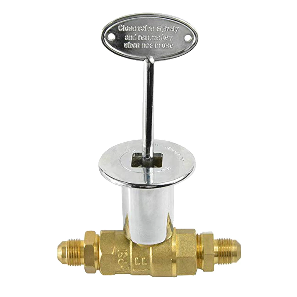

1/2 Inch Gas Key Valve Kit with Antique Brass Floor Plate Flange and Key