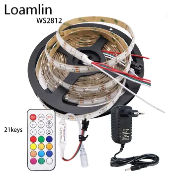 

WS2812B WS2812 RGB Led Strip Light Kit With 21keys RF RGB Led Controller DC5V 3A 5A 8A Led Transformaer power supply Kit