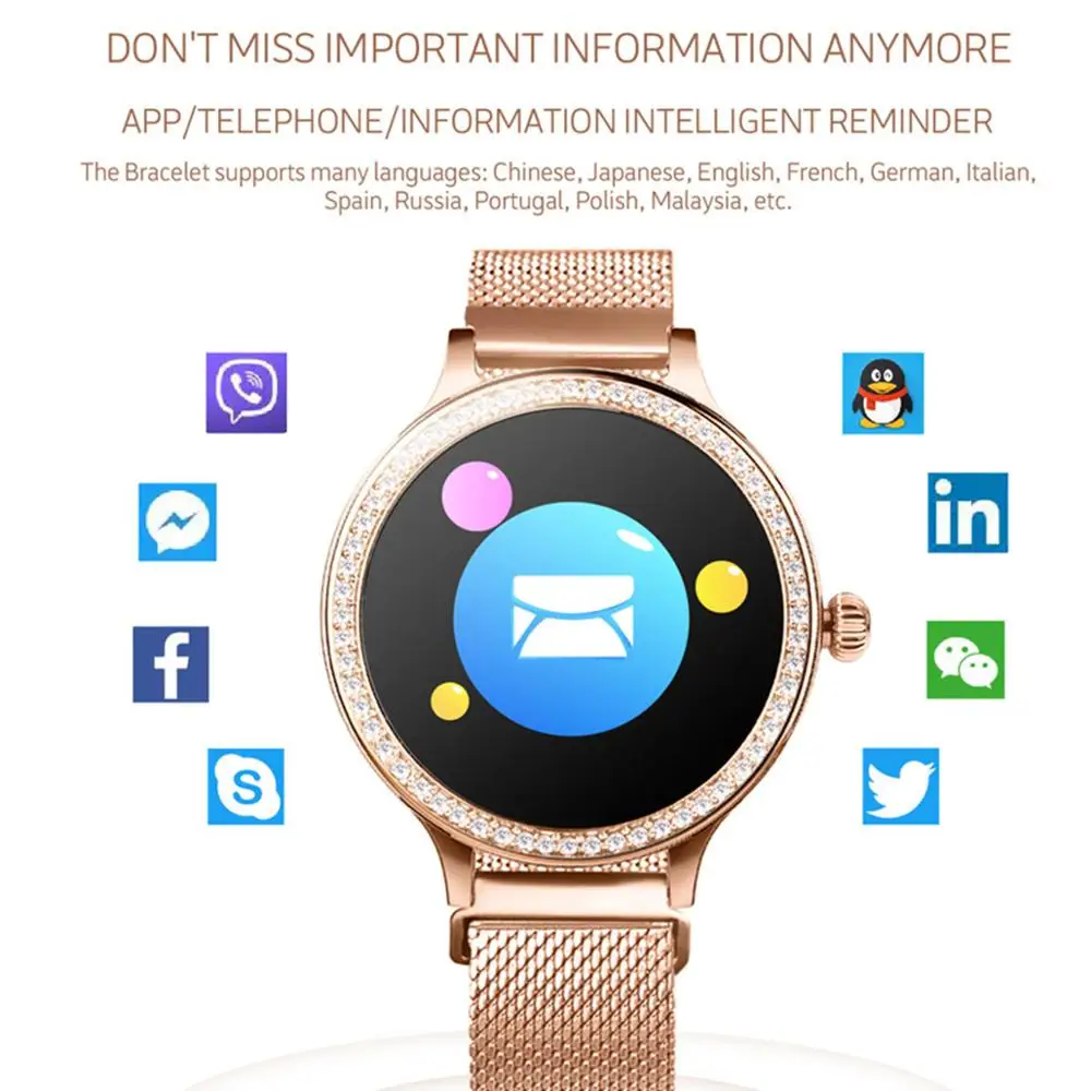 

M8 Luxury Smart Watch Women Smart Health Monitor Sport Fitness Tracker IP68 Waterproof Smartwatch for Apple Iphone Xiaomi Phones