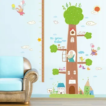 

Cartoon Wall Stickers Children's Room Kindergarten Decor Animal Tree Height Measure Wall Paintings Home Decoration
