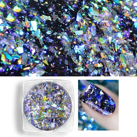 Hot Sell Colorful Star Flash Chameleon Nail Powder Irregular Glitter Powder Flakes UV Gel Polish Diy Manicure Art