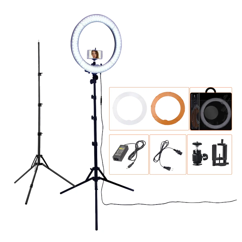 FOSOTO RL-18 photography lighting Dimmable 55W 5500K Ring Lamp Camera Photo Studio Phone Video Led Ring Light With Tripod Stand
