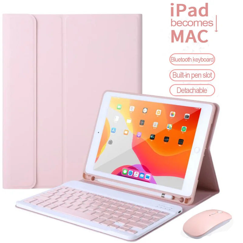 Para o ipad 9.7 10.2 5th 6th 8th gen caso de teclado bluetooth com o mouse para o ar 3 4 pro 9.7 10.5 11 mini 4 5 casos capa