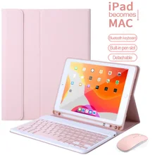 Para o ipad 9.7 10.2 5th 6th 8th gen caso de teclado bluetooth com o mouse para o ar 3 4 pro 9.7 10.5 11 mini 4 5 casos capa