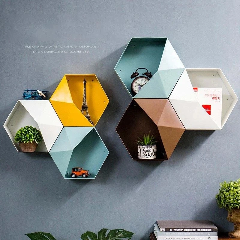 Estantes Hexagonales Modernos Para Pared, Estantes Flotantes De Madera Rústica De Panal Para Dormitorio, Baño, Sala De Estar Y Oficina, Incluye Perchas Invisibles Y Accesorios De Instalación, Juego De 3, Color