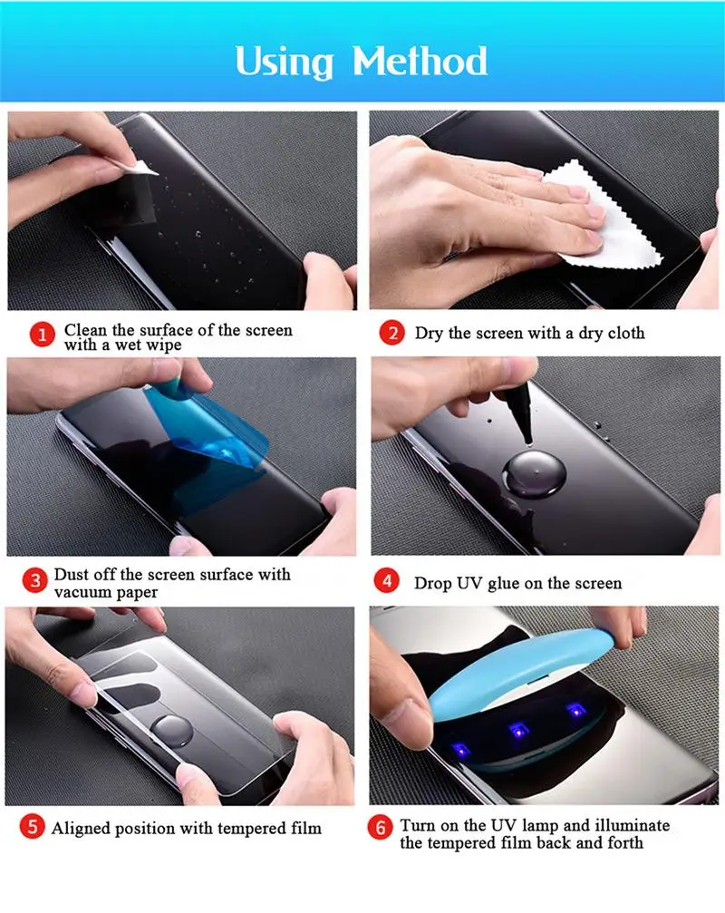 Прозрачное изогнутое жидкое ультрафиолет закаленное стекло для samsung Galaxy Note 10 Pro 8 9 S10 S8 S9 Plus S10E S7 edge защита экрана