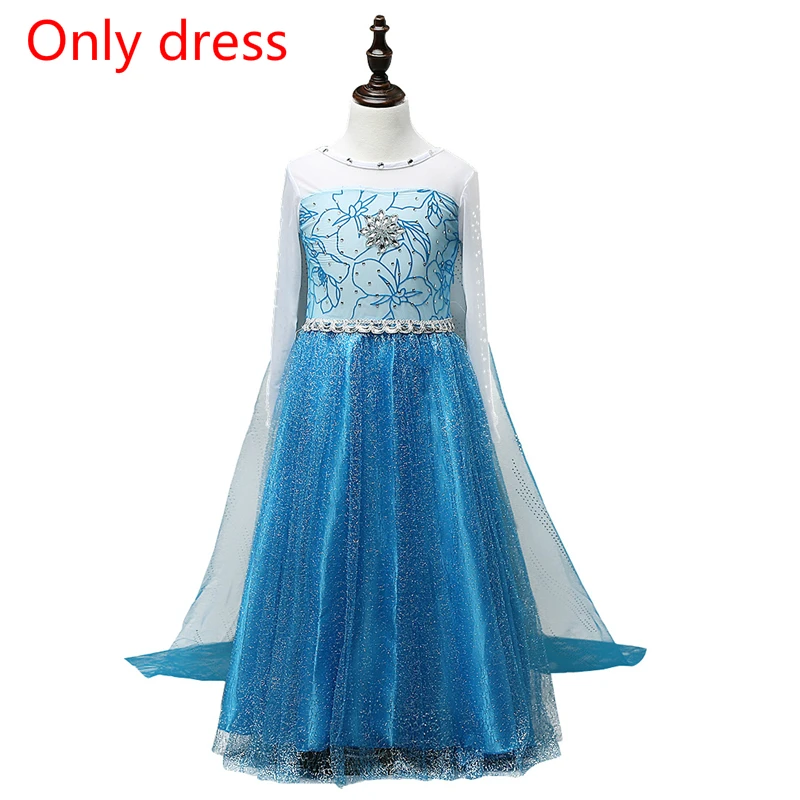 only dress G Платье принцессы Эльзы из мультфильма «Холодное сердце» для девочек; одежда для рождественской вечеринки; костюм Анны и Эльзы; платья для маленьких девочек - Цвет: only dress G