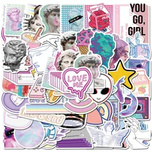 

10/30/50PCS Cartoon Abstract Steam Wave Sticker Luggage Trolley Case Laptop Waterproof Graffiti Stickers Wholesale