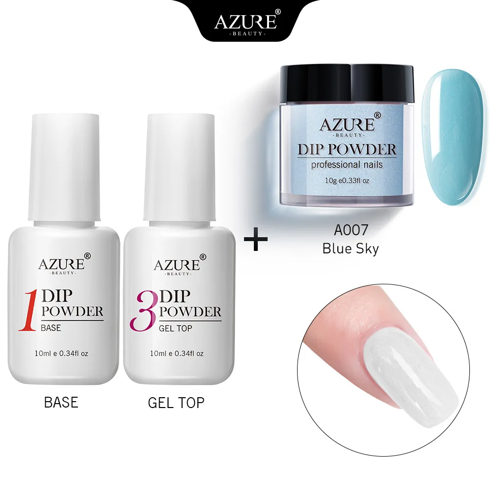  AZURE BEAUTY Dipping Powder Nail Art Dip Powder Glitter Set Base Coat Top Gel Nail Kits Azure Nail 