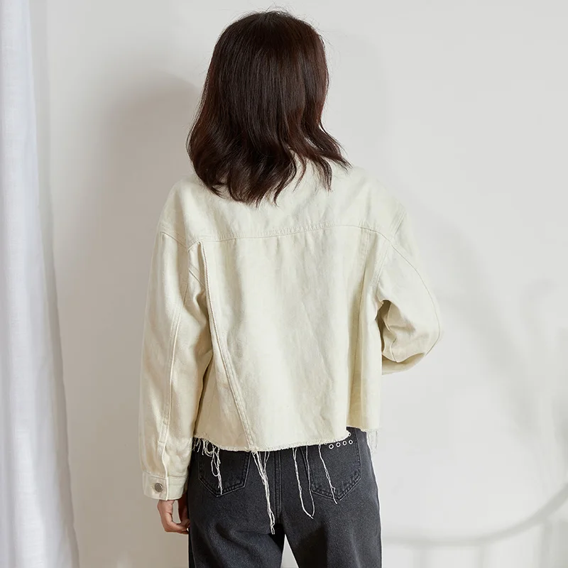 Женская короткая джинсовая куртка LEIJIJEANS, модная белая повседневная молодежная куртка из денима, новая популярная модель большого размера
