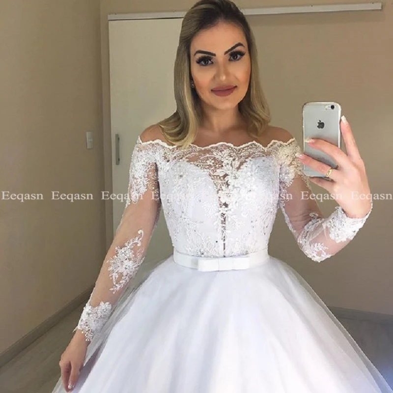 Роскошное кружевное свадебное платье с длинными рукавами 2 в 1 со съемной юбкой бальное платье невесты Vestido de Noiva изготовление на заказ