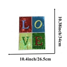 WUYUCONG New LOVE Sequined Patches for Clothes Large Sew on Letters Sequins Embroidery Applique Sewing DIY Accessories 1 Piece