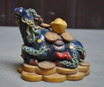 

wedding decoration Chinese Pottery WuCai porcelain FengShui wealth animal Cattle Cow OX Bull statue