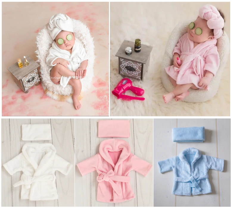 Dvotinst Newborn Baby Photography Props Scarf Bathrobes 2pcs Set Fotografia Costume Shooting Photo Prop Shower Gift Accessories | Детская