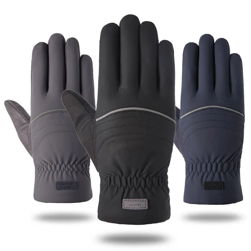 

Winter Touch Screen Gloves Men Warm Short Plush Lining Full Finger Sport Cycling Gloves Mittens Guantes New