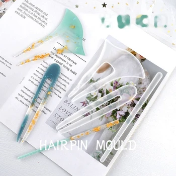 

3Pcs Clear Hairpin Molds Hair Stick Silicone Molds Headdress Hair Pin Epoxy Resin Casting Mold Jewelry Making DIY Craft