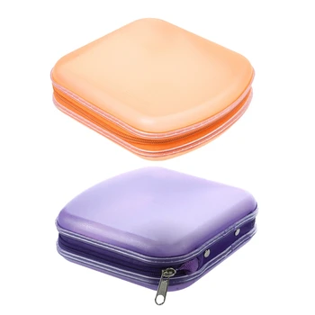 

2 Pcs 40 Disc CD DVD VCD DJ Storage Media Holder Sleeve Case Hard Box Wallet Carry Bag(Purple & Orange)