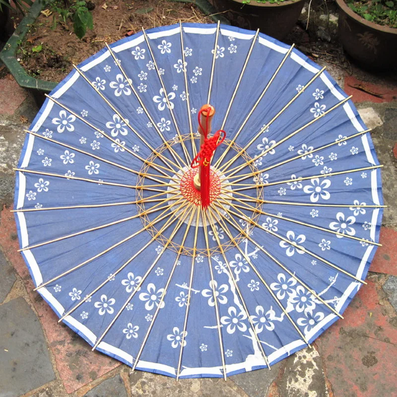 JIANGPANYUE Blue Bottom Plum Blossom Oil Paper Umbrella Handmade Parasol Decoration Gift Dance Umbrella JIANGPANYUE Blue Bottom Plum Blossom Oil Paper Umbrella Handmade Parasol Decoration Gift Dance Umbrella