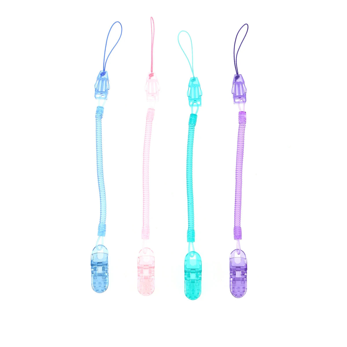 

4Pcs Baby Pacifier Clips Portable Silicone Anti-drop Sturdy Pacifier Clips Soother Chain Badge Clips for Kids Infant