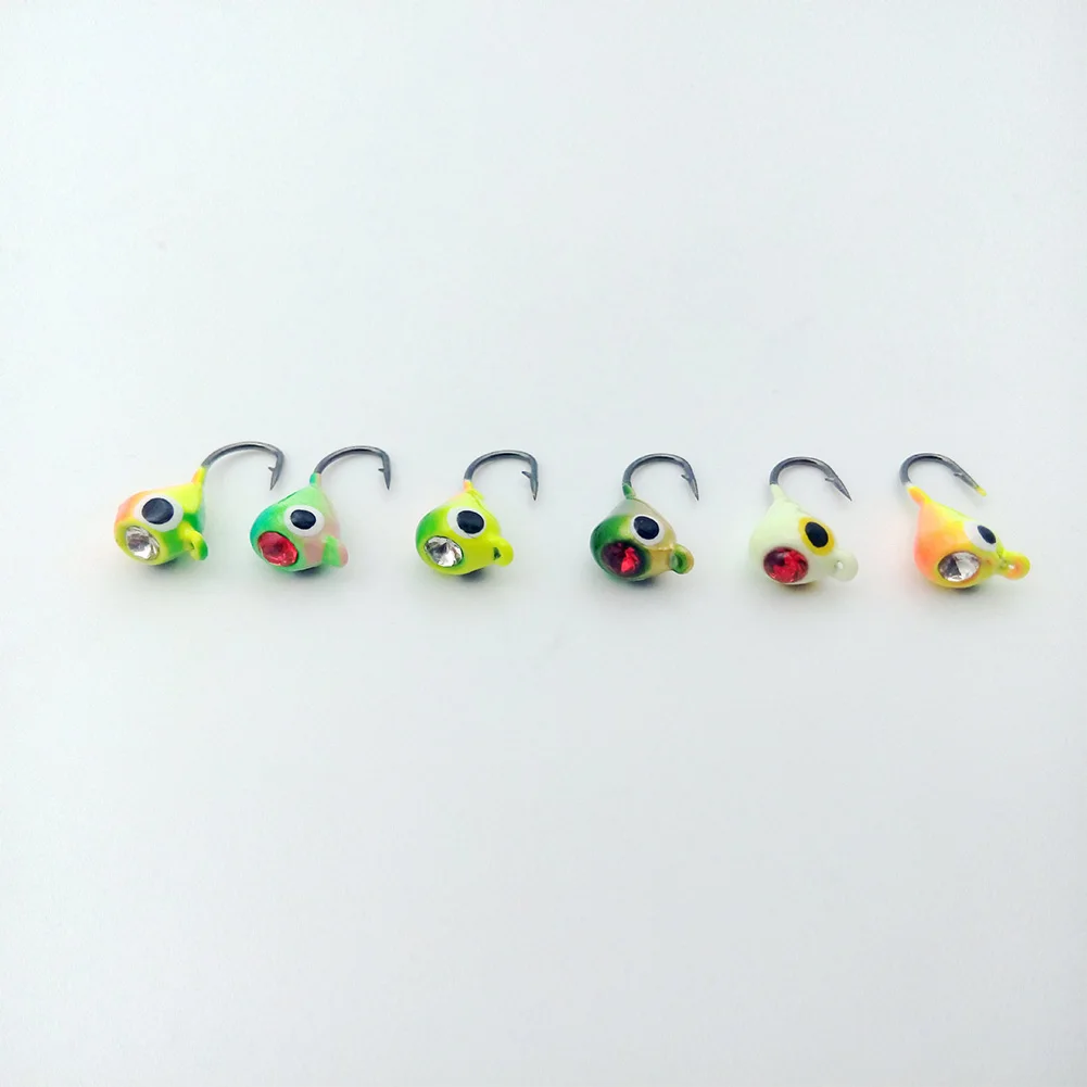 Best Fish 6Pcs 15mm Lead Head Hook Bait Jigging Fishing Tackle Winter Ice Fishing Hook Lure Mini Metal Bait