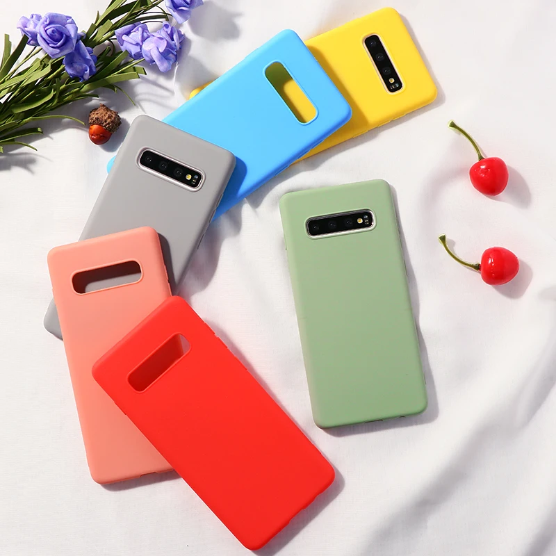 

Matte Silicon Case For Samsung Galaxy S10 Lite S10e S10 S9 S8 Plus S7 S6 Edge Note 9 8 5 M40 M30 M20 M10 Simple Candy Color Case