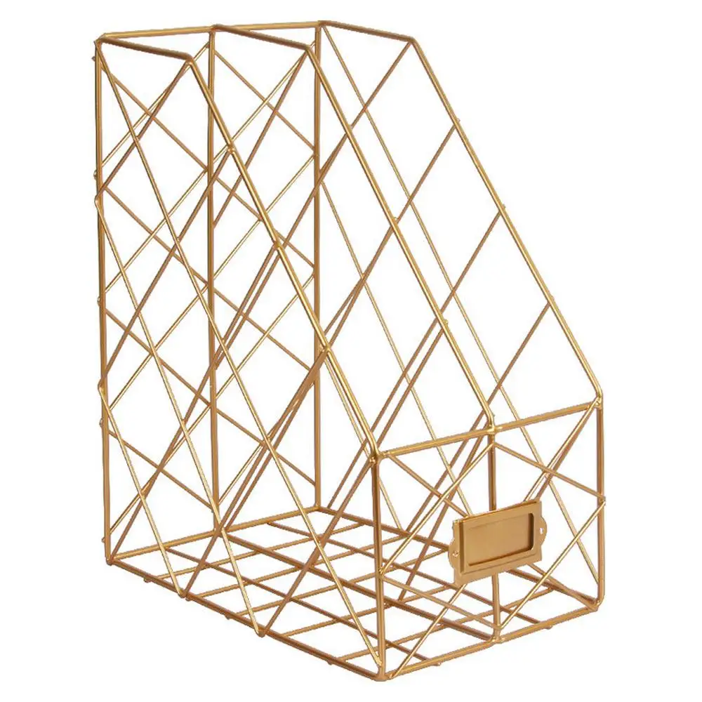 

Golden Office School Supplies Desk Accessories Magazine Organizers Mesh Wire Metal Document File Metal Wire Magazine Holder
